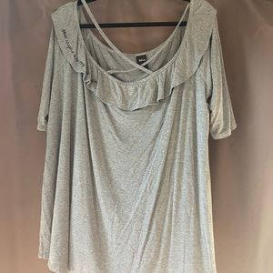 Torrid x Cinderella Plus size 3 grey short sleeve off the shoulder top